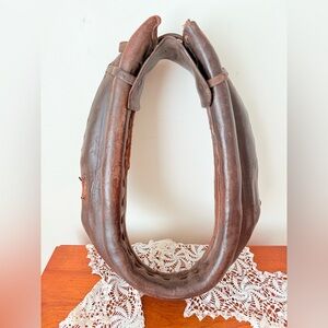 Vintage Antique leather Horse Collar | farmhouse | primitive farm tools decor